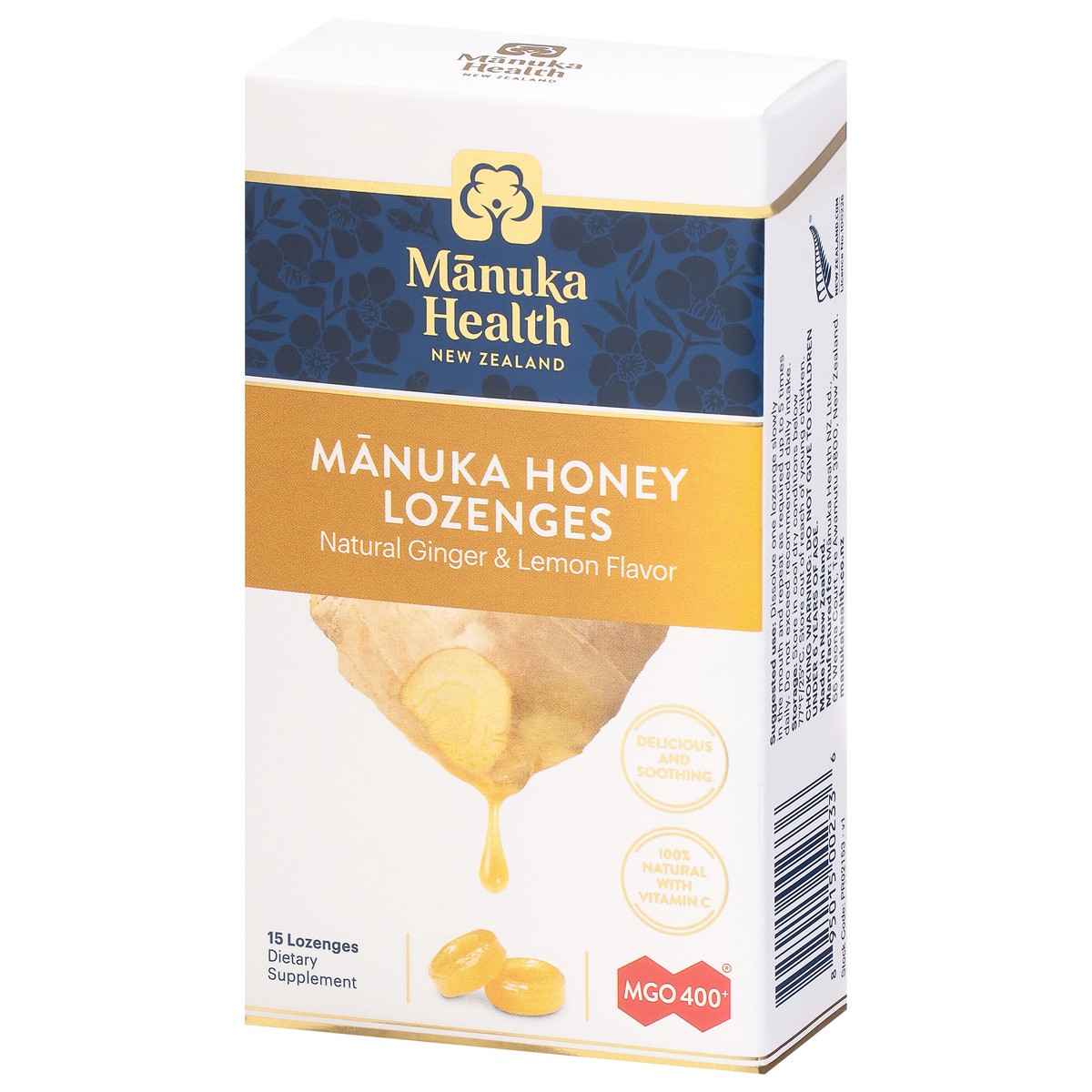 slide 3 of 9, Manuka Health Natural Ginger & Lemon Flavor Manuka Honey Lozenges 15 ea, 1 ct