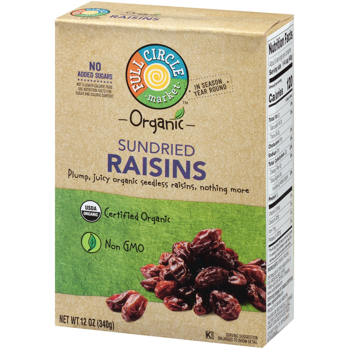 slide 5 of 10, Full Circle Market Sundried Raisins, 12 oz