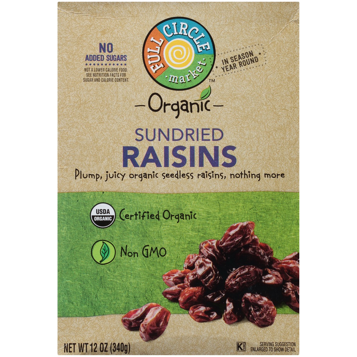 slide 9 of 10, Full Circle Market Sundried Raisins, 12 oz