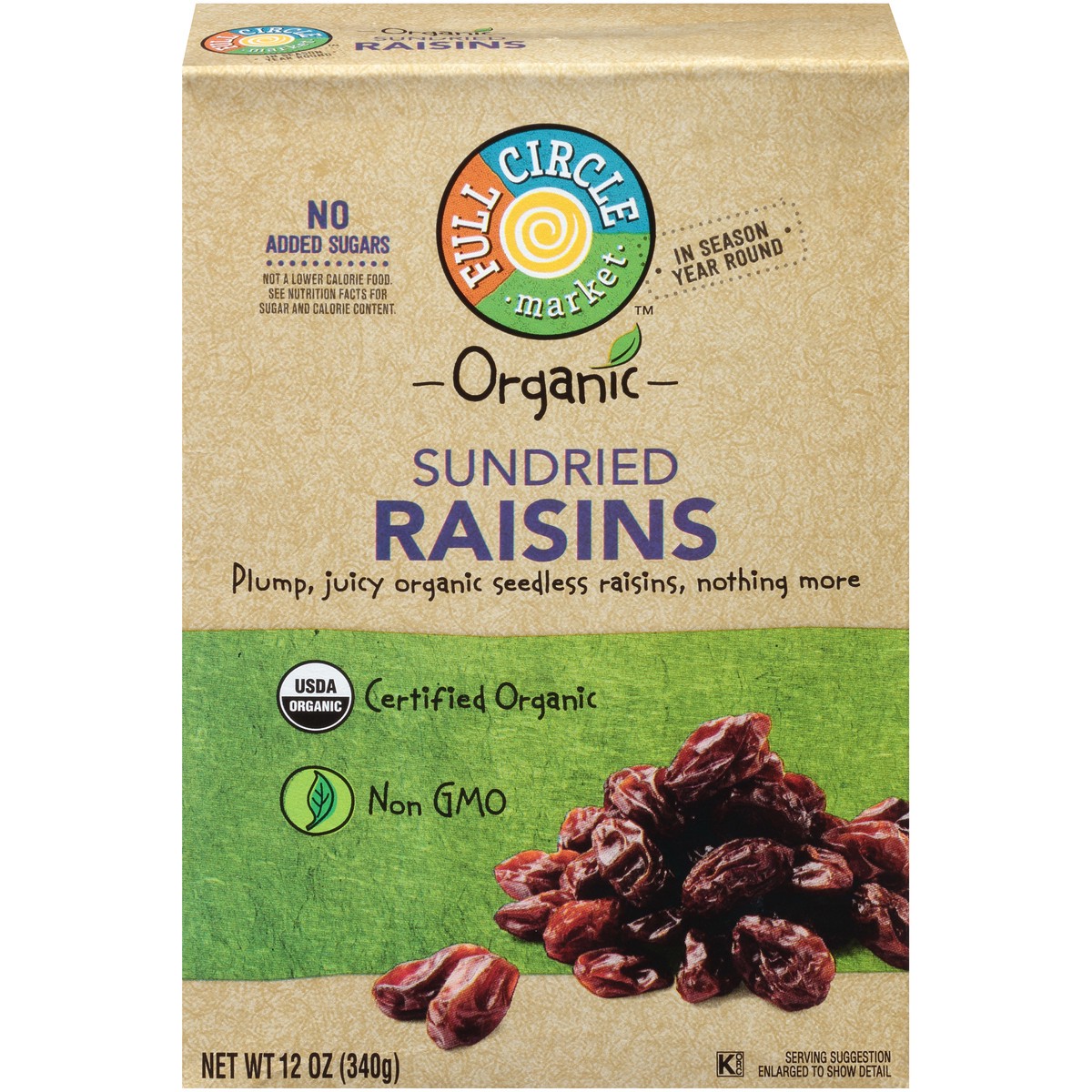 slide 1 of 10, Full Circle Market Sundried Raisins, 12 oz