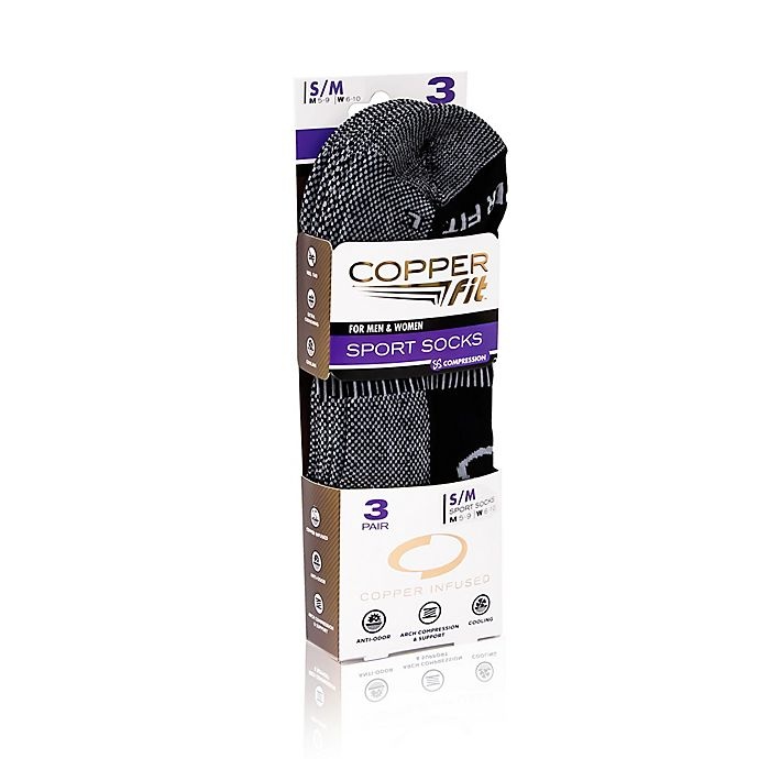 slide 1 of 1, Copper Fit Small/Medium Sports Socks - Black, 1 ct