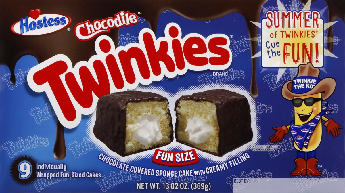 slide 4 of 4, Hostess Chocodile Twinkies Fun Size Snack Cakes 9 Ct Box, 13.02 oz