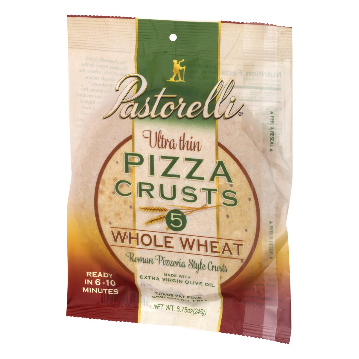 slide 8 of 13, Pastorelli Roman Pizzeria Style Whole Wheat Ultra Thin Pizza Crusts 5.0 ea, 5 ct