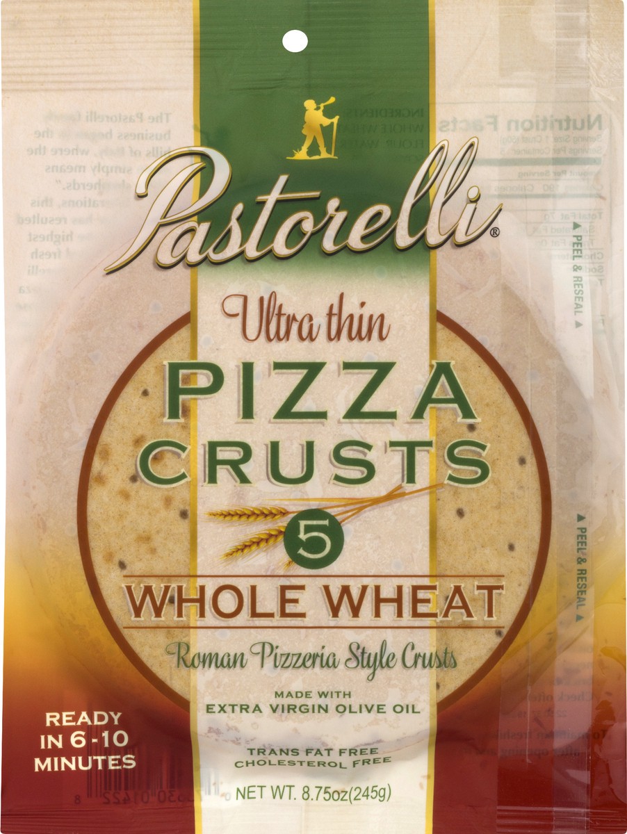 slide 11 of 13, Pastorelli Roman Pizzeria Style Whole Wheat Ultra Thin Pizza Crusts 5.0 ea, 5 ct