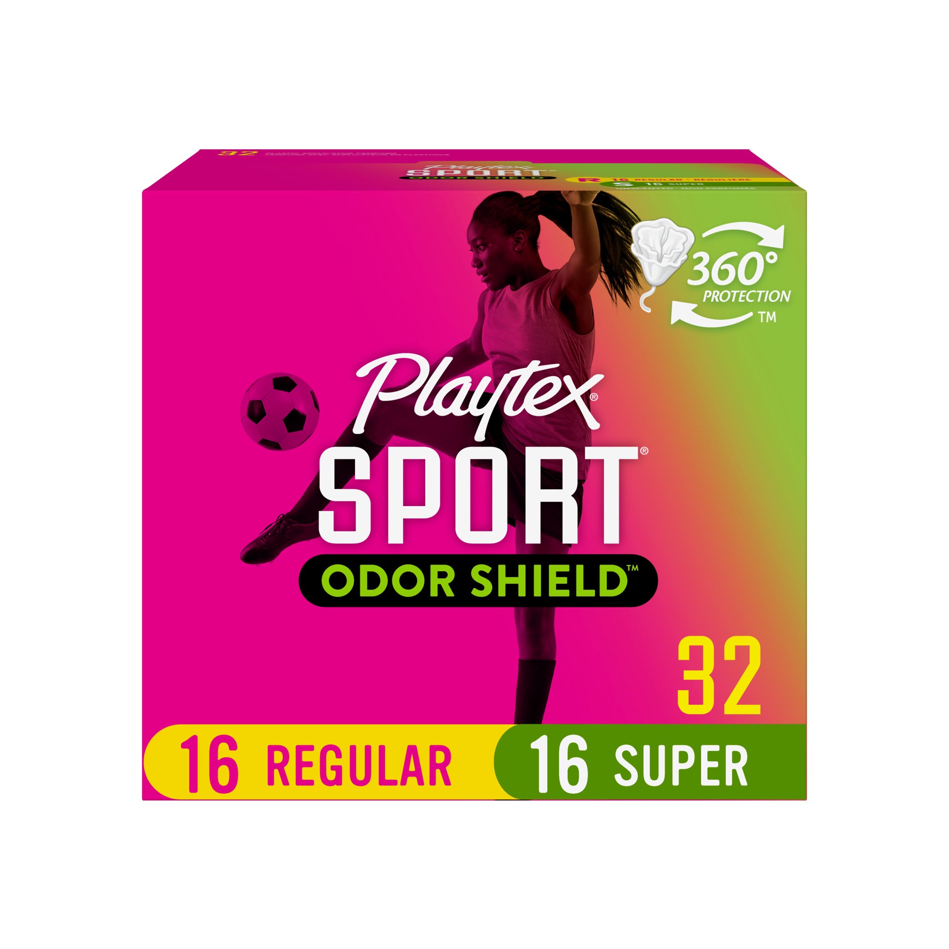 slide 2 of 3, Playtex Sport Regular/Super Unscented Plastic Tampons 32 ea, 32 ct