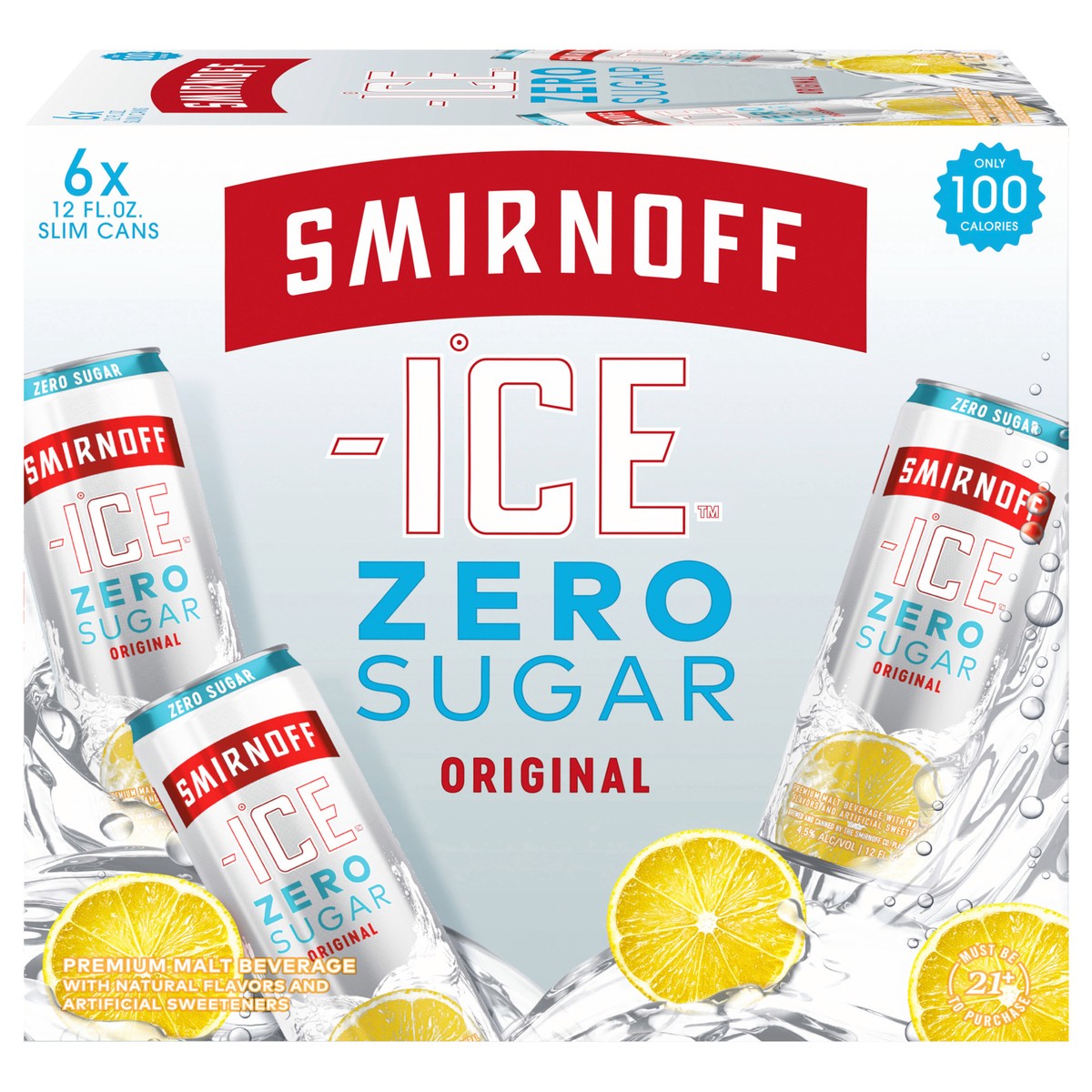 slide 1 of 10, Smirnoff Ice Zero Sugar Original, 12 fl oz, 6 Pack Cans, 4.5% ABV, 6 ct; 12 oz