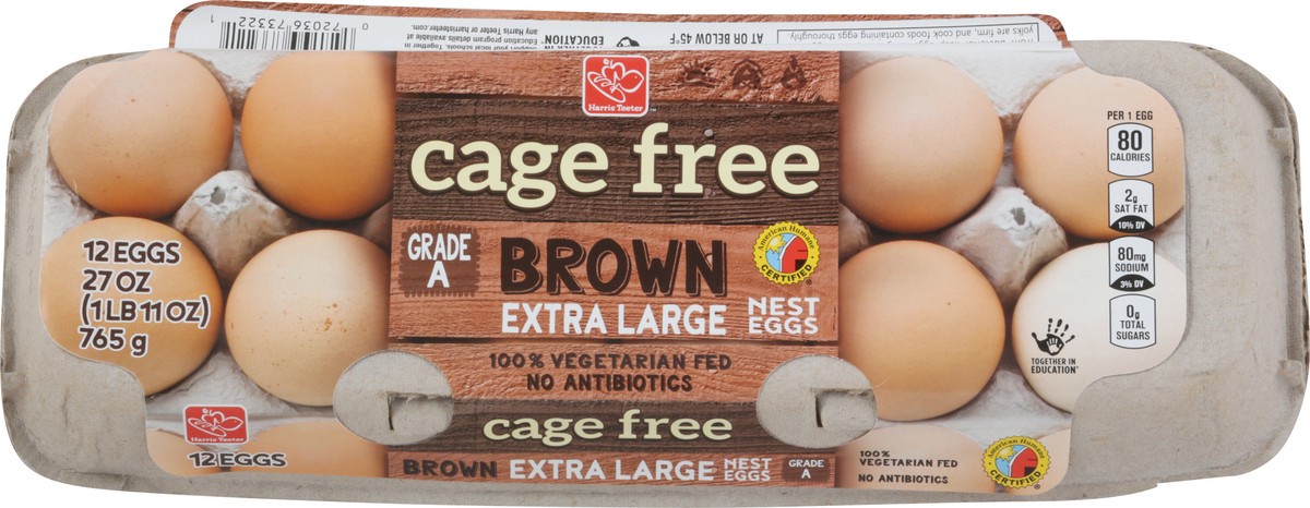 slide 3 of 9, Harris Teeter Cf Ex Lrg Brown Eggs, 12 ct