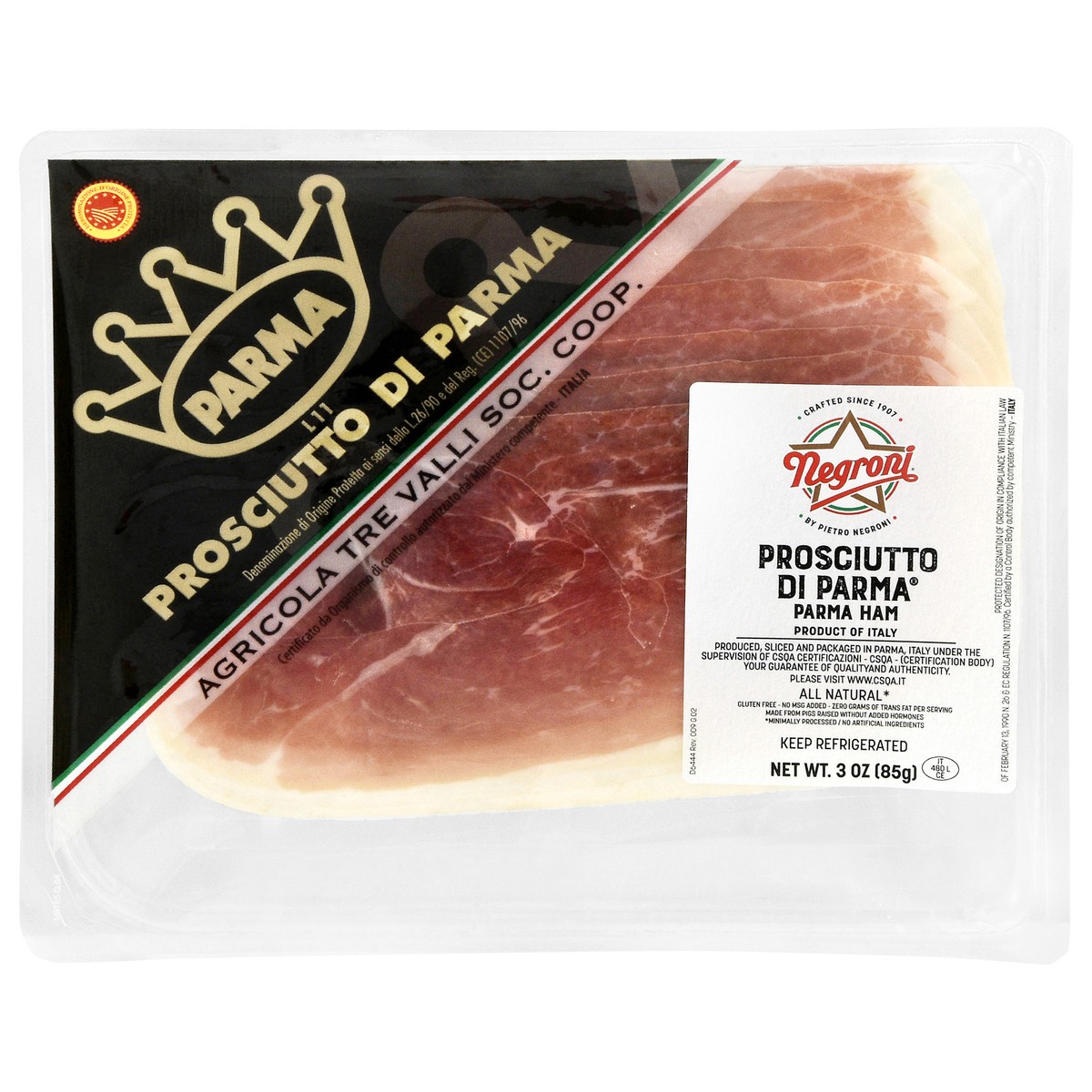 slide 2 of 4, Negroni Prosciutto Di Parma Sliced - 3 OZ, 3 oz
