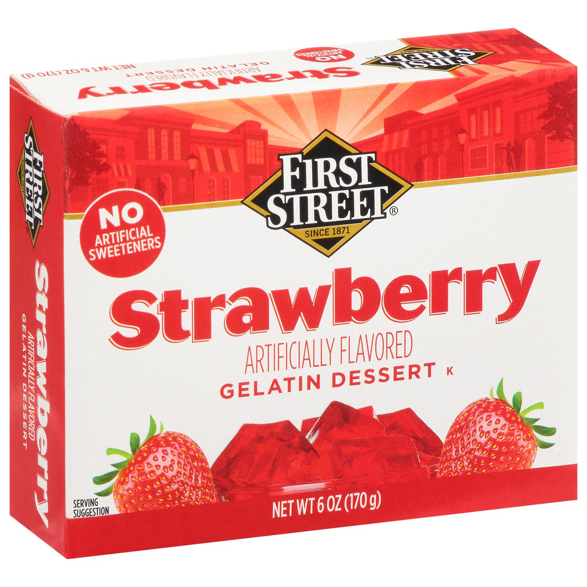 slide 10 of 12, First Street Strawberry Gelatin, 6 oz