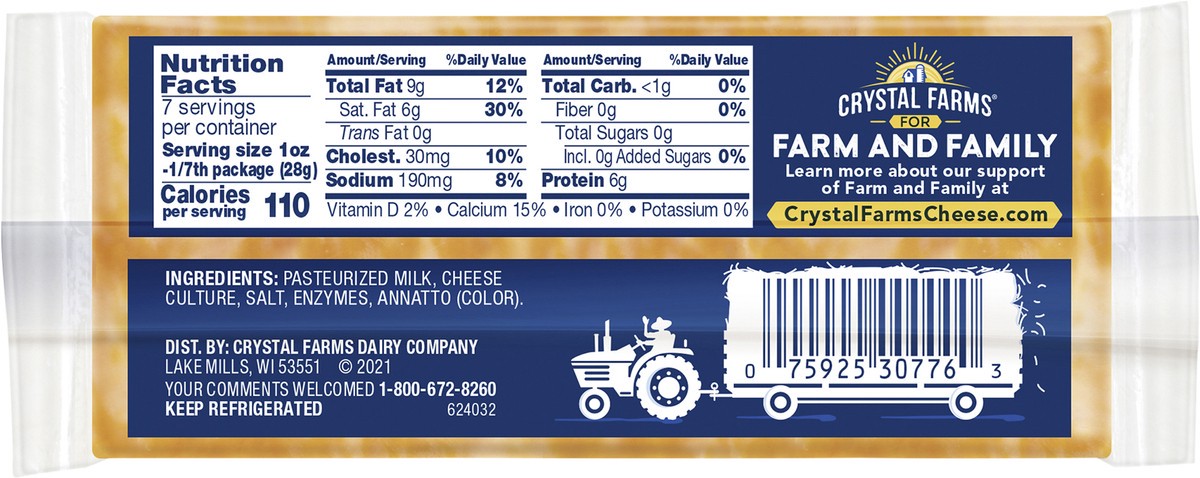 slide 5 of 8, Crystal Farms Marble Cheddar Cheese Block, 7 oz, 7 oz
