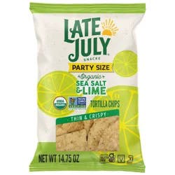 Late July Snacks Sea Salt & Lime Organic Tortilla Chips, 14.75 oz Bag
