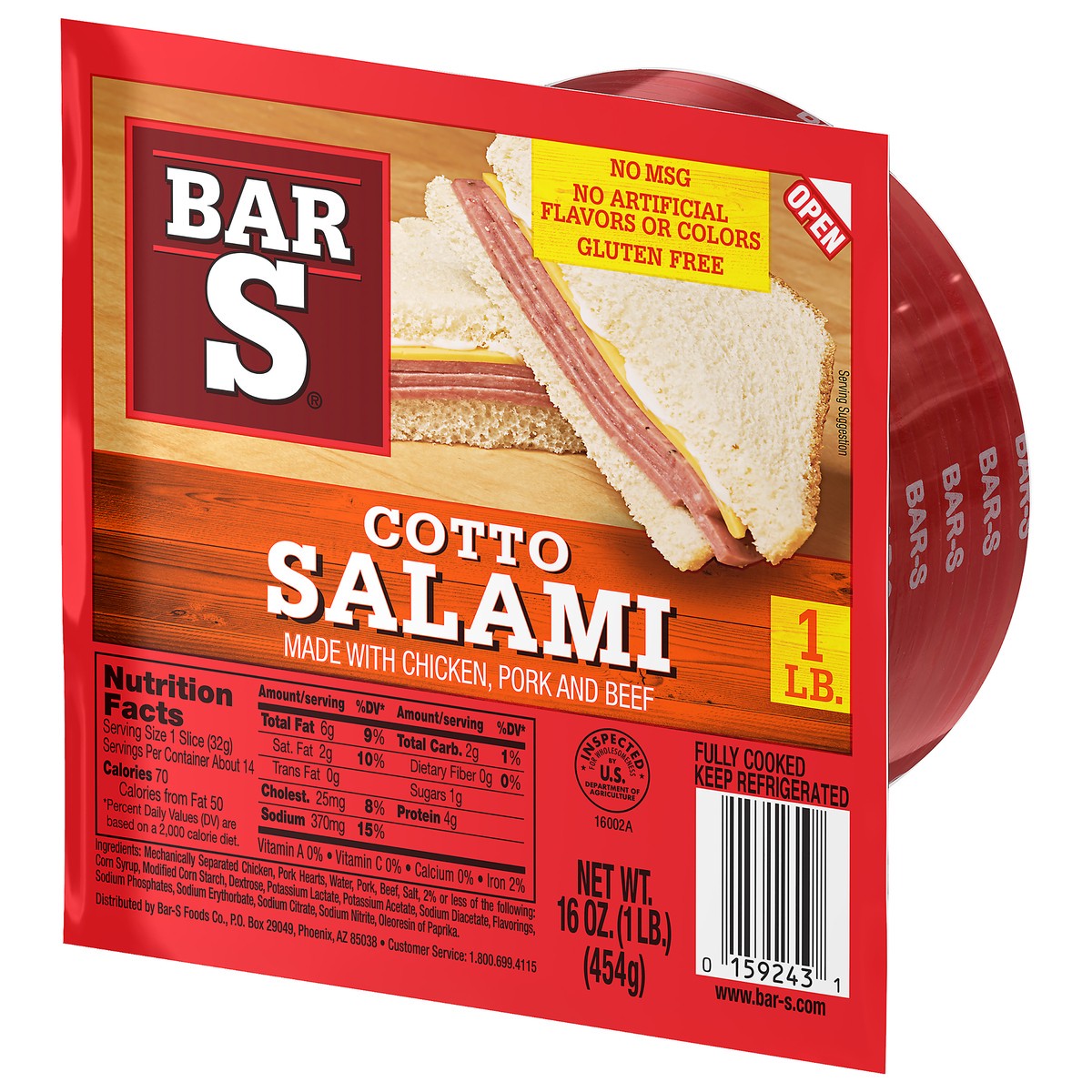 slide 7 of 11, Bar-S Salami, 16 oz