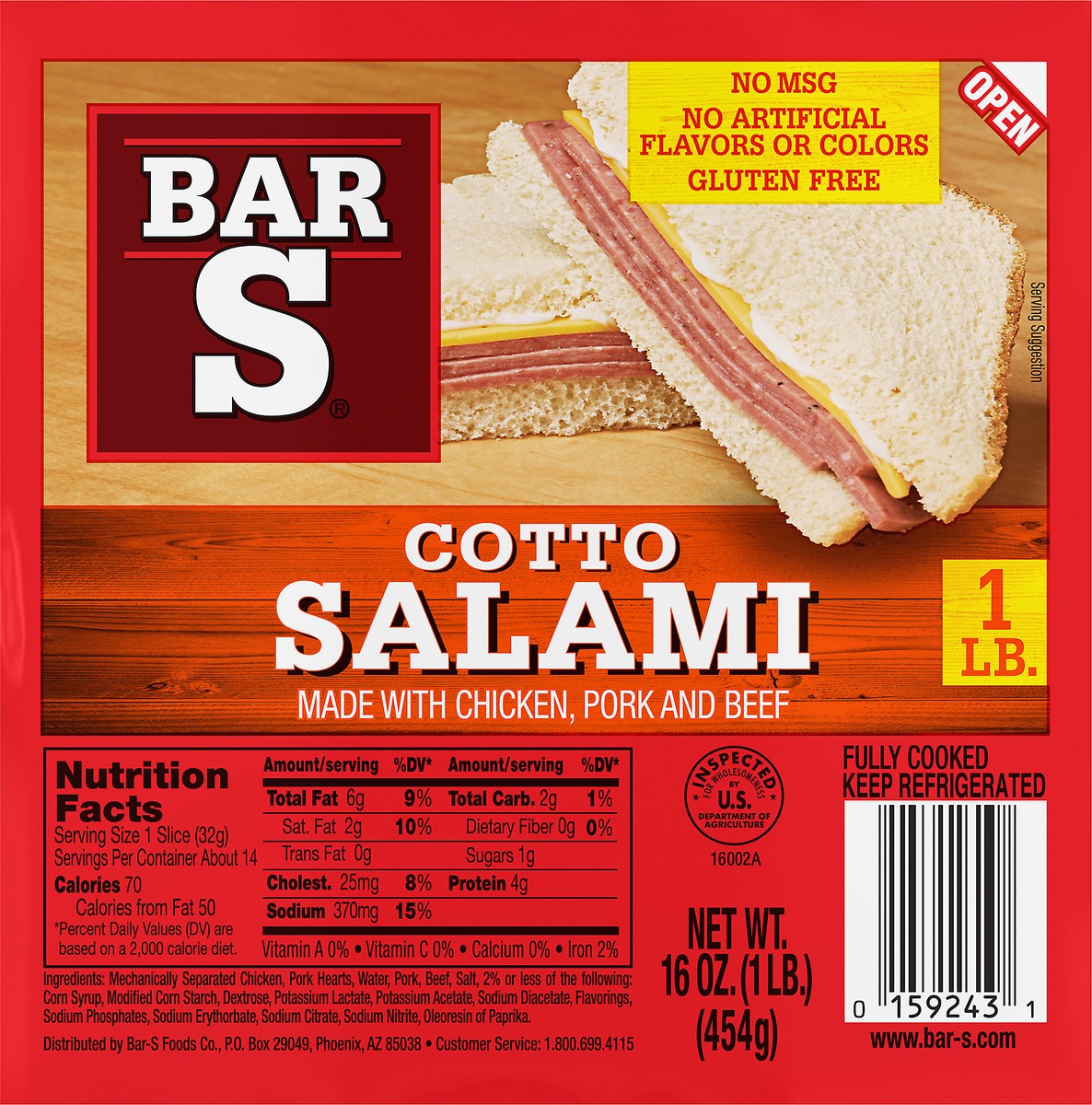 slide 10 of 11, Bar-S Salami, 16 oz