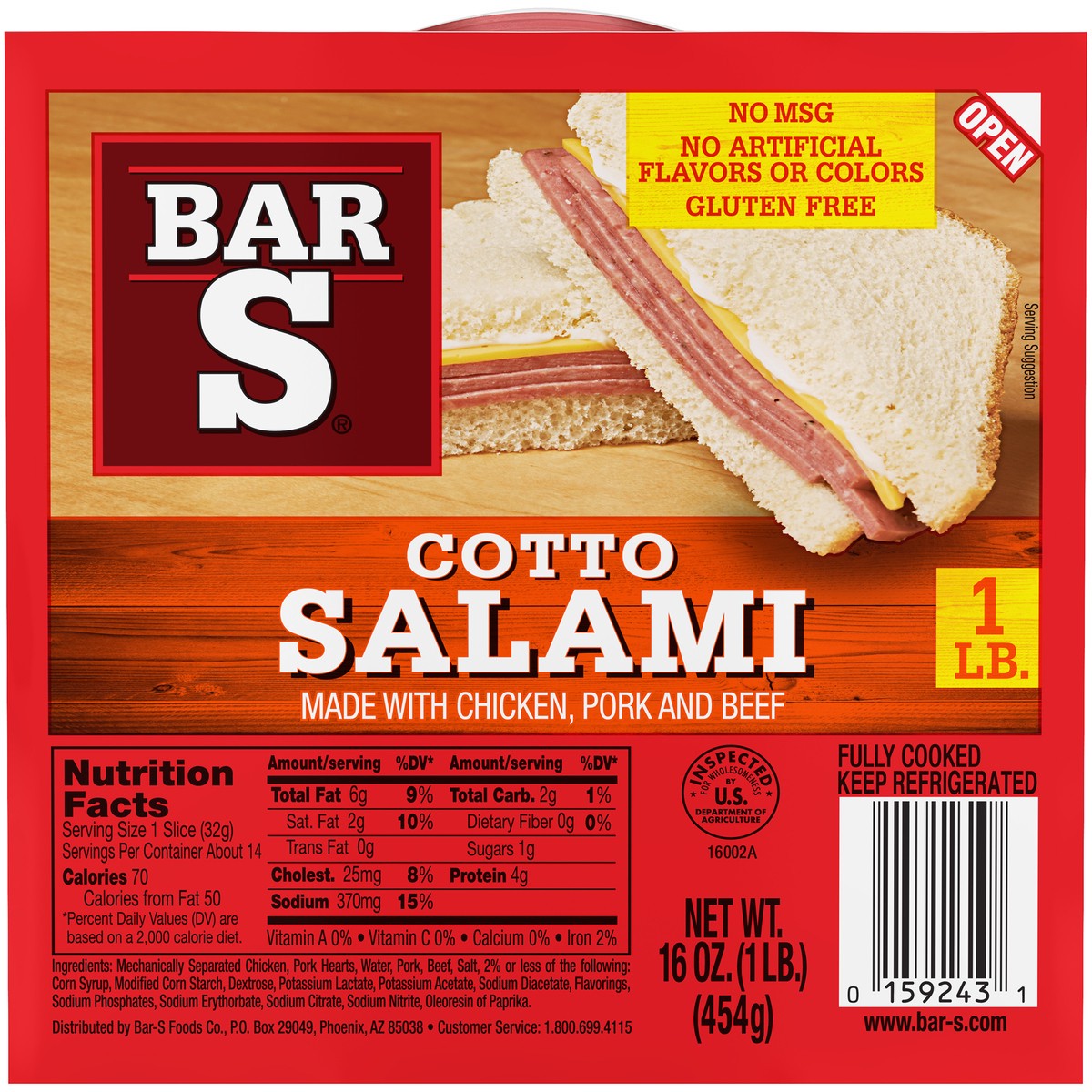 slide 1 of 11, Bar-S Salami, 16 oz