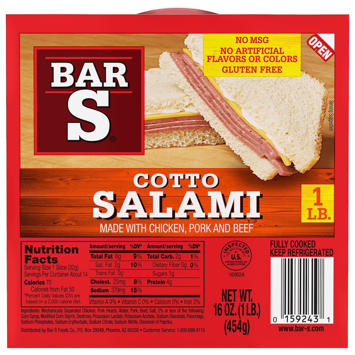 slide 11 of 11, Bar-S Salami, 16 oz