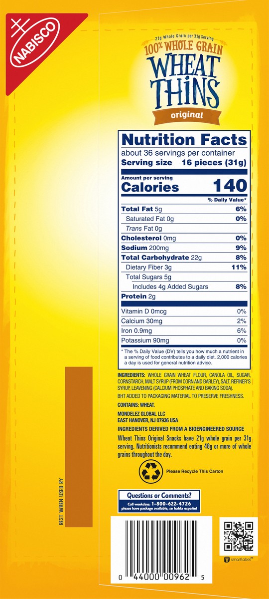 slide 3 of 13, Wheat Thins Original Whole Grain Wheat Crackers, 40 oz, 40 oz