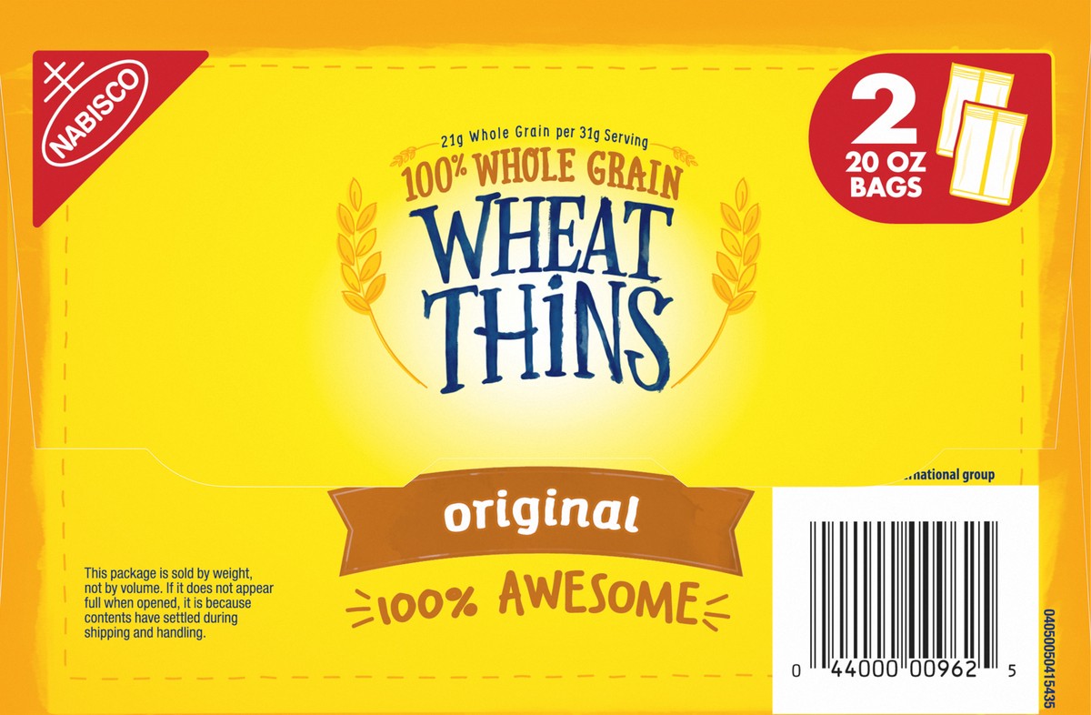 slide 10 of 13, Wheat Thins Original Whole Grain Wheat Crackers, 40 oz, 40 oz