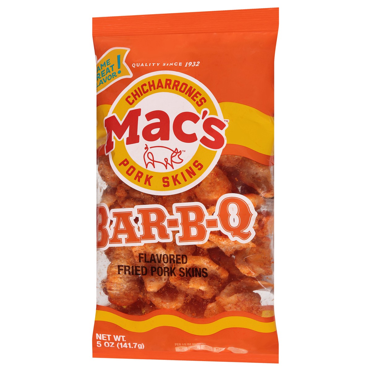 slide 3 of 9, Mac's Fried Bar-B-Q Flavored Pork Skins 5 oz, 5 oz
