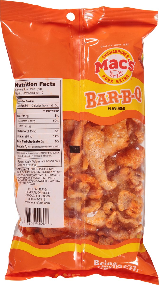 slide 5 of 9, Mac's Fried Bar-B-Q Flavored Pork Skins 5 oz, 5 oz