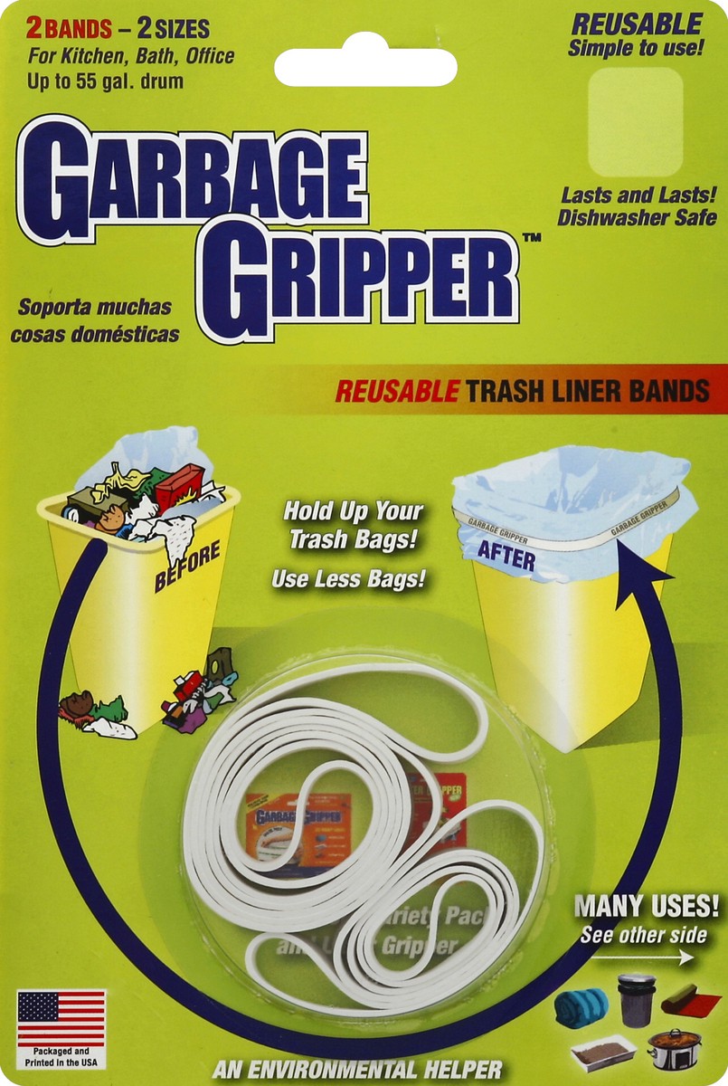 slide 2 of 2, Garbage Gripper Reusable Trash Liner Bands, 2 ct