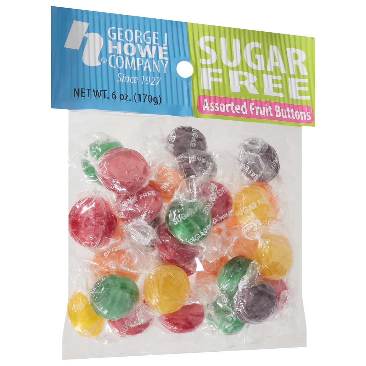 slide 9 of 9, Howe Assorted Sugar Free Fruit Buttons 6 oz, 6 oz