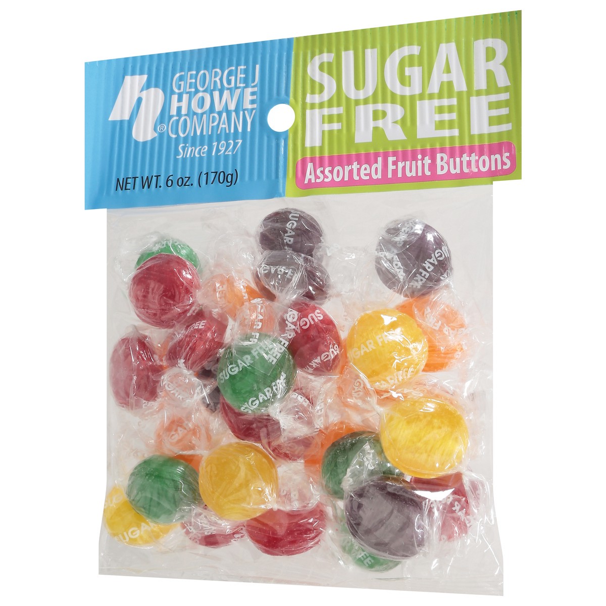 slide 6 of 9, Howe Assorted Sugar Free Fruit Buttons 6 oz, 6 oz