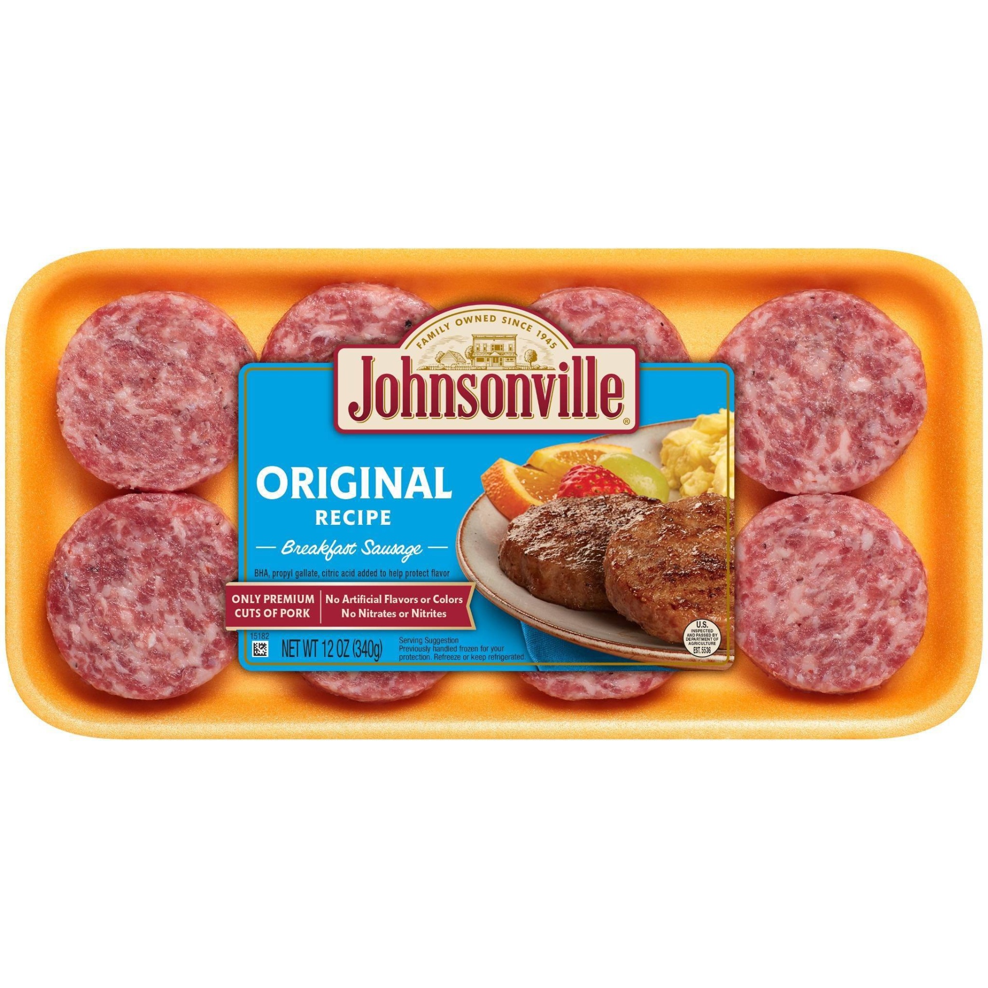slide 1 of 2, Johnsonville Original Recipe Breakfast Sausage Patties, 12 oz