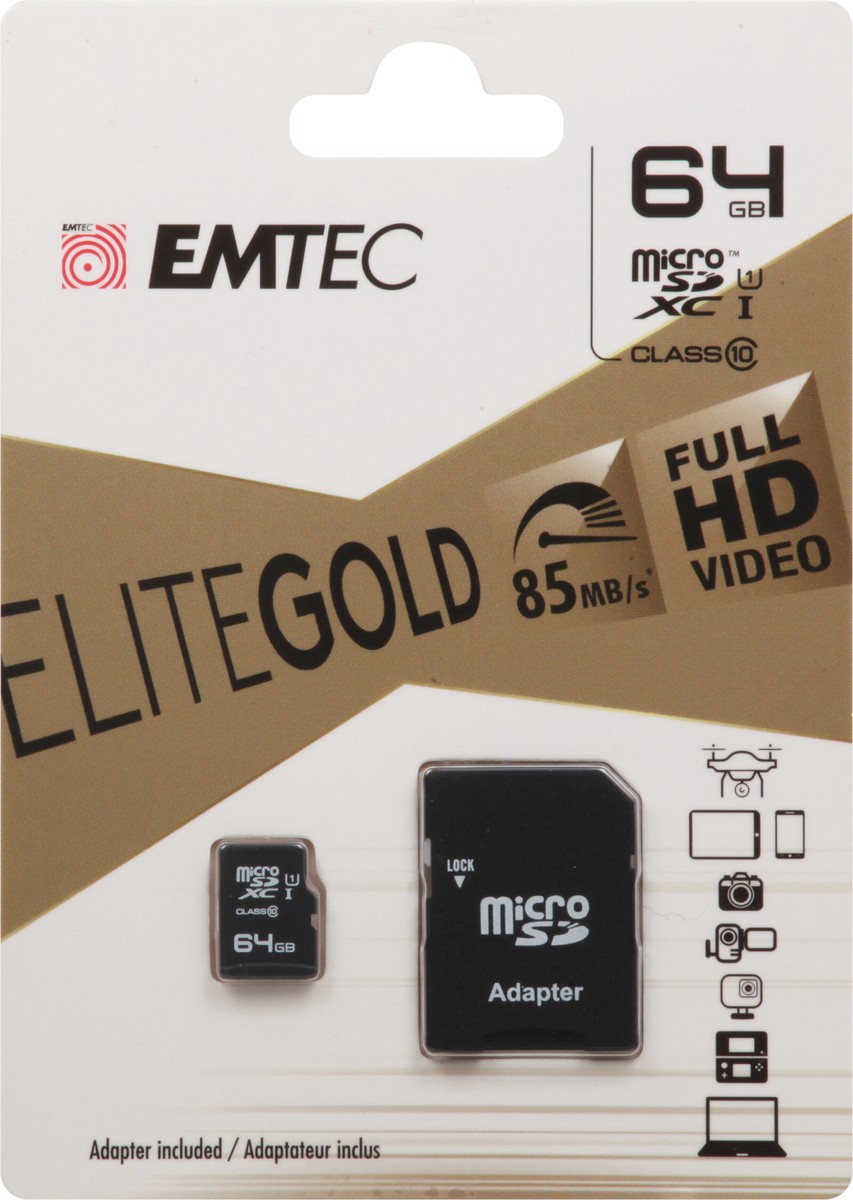 slide 4 of 10, Emtec Elite Gold 64 GB Class 10 Micro SD 1 ea, 1 ea