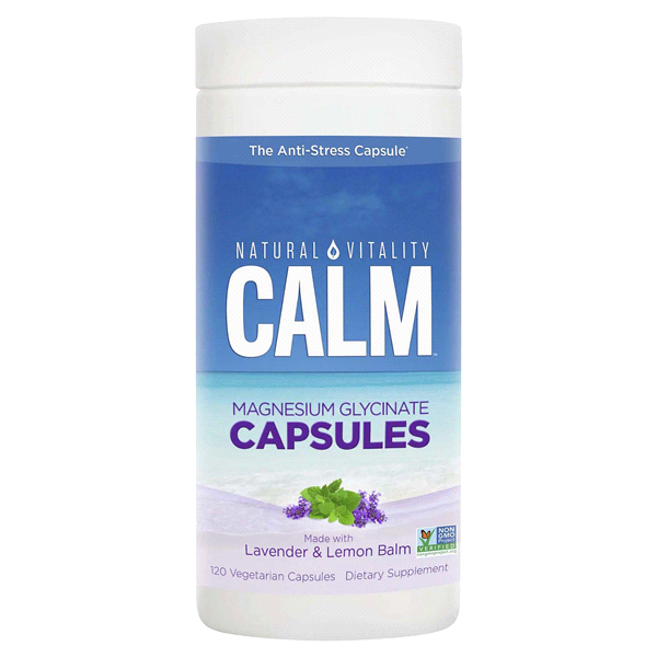 slide 1 of 1, Natural Vitality Calm Magnesium Glycinate Capsules, 120 ct