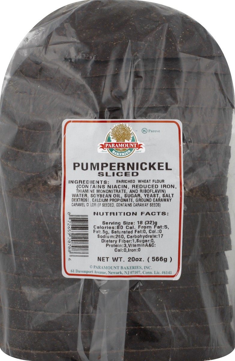 slide 2 of 5, Paramount Pumpernickel Bread, 20 oz