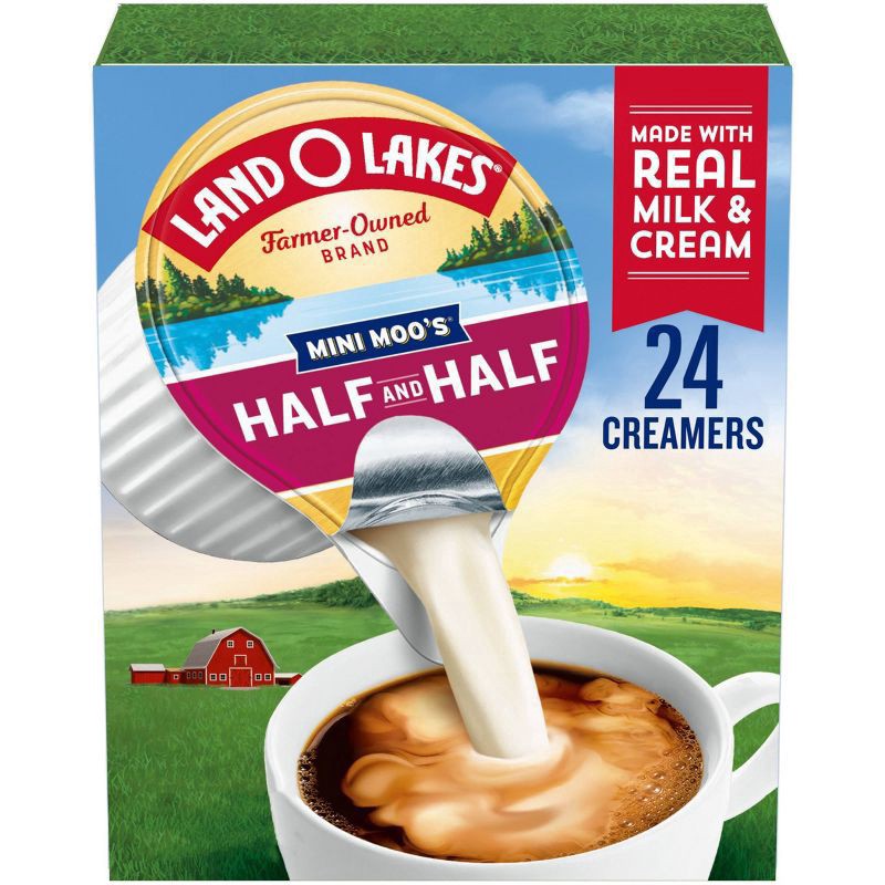 slide 1 of 14, Land O'Lakes Mini Moo's Half & Half Creamer - 24ct/0.30 fl oz, 24 ct, 0.30 fl oz
