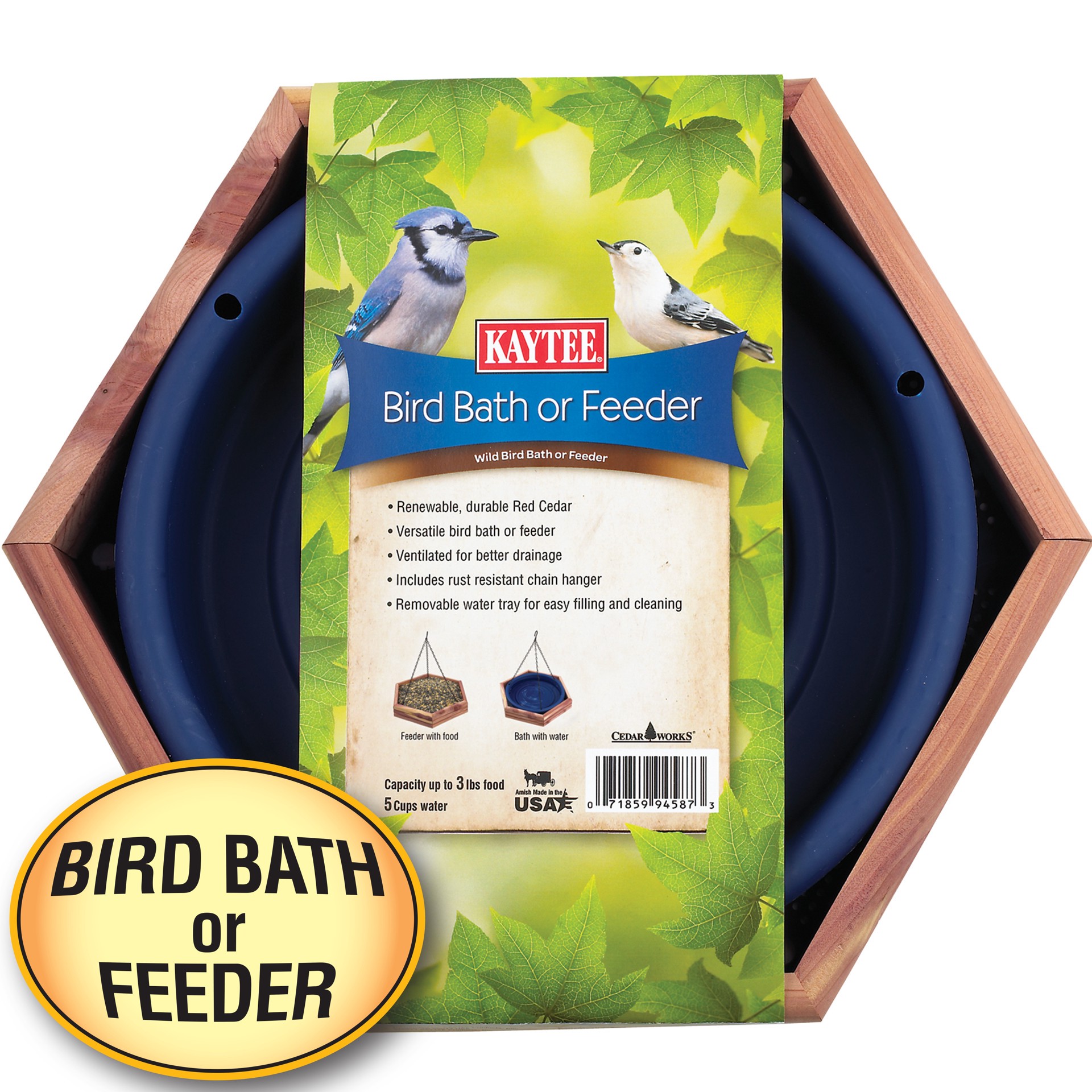 slide 1 of 2, Kaytee Cedar Bird Bath Or Feeder, 1 ct