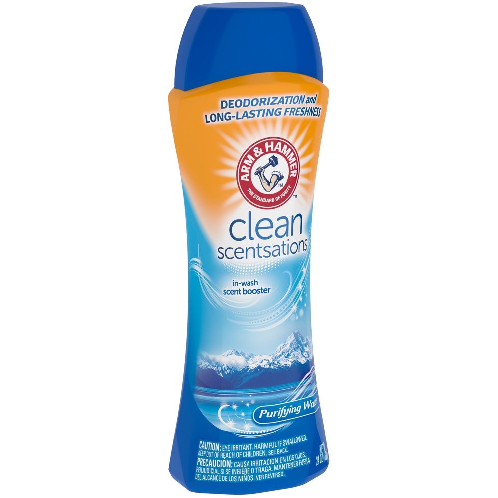 slide 3 of 5, ARM & HAMMER Clean Scentsations Purifying Waters In-Wash Freshness Booster, 24 oz