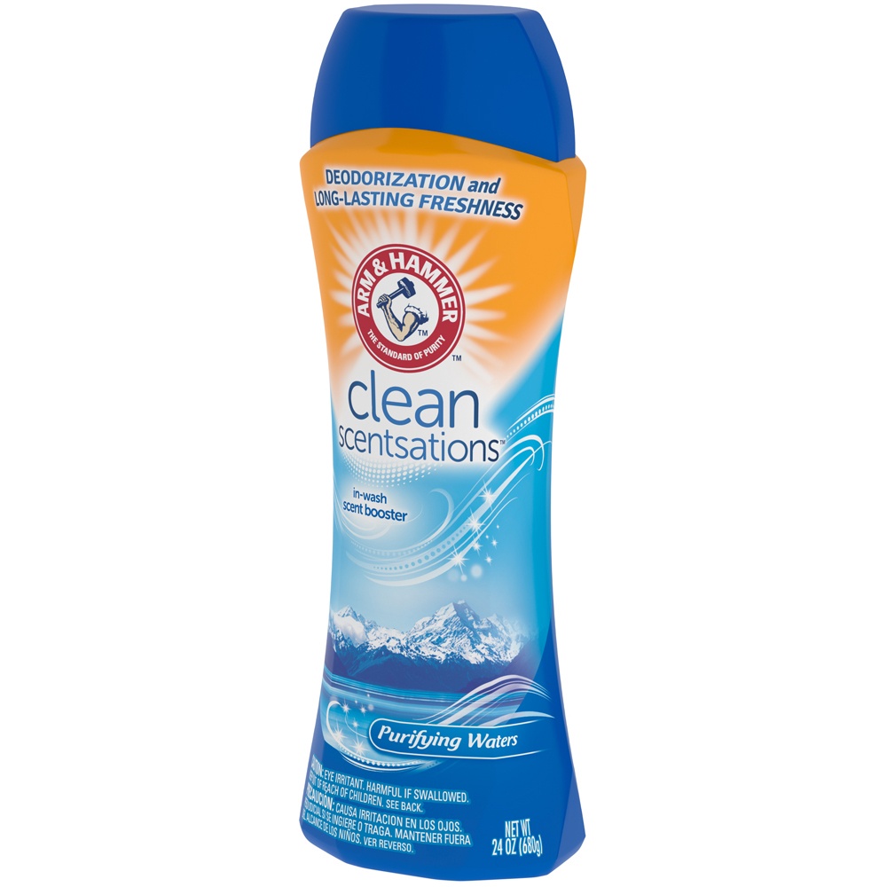 slide 4 of 5, ARM & HAMMER Clean Scentsations Purifying Waters In-Wash Freshness Booster, 24 oz