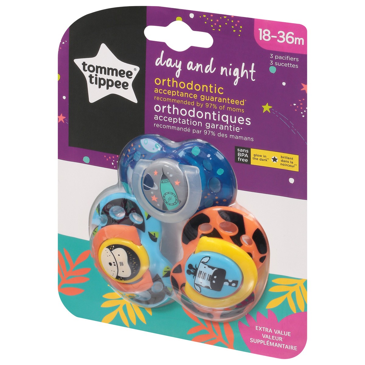 slide 3 of 9, Tommee Tippee Day & Night Pacifier18-36m, 3 ct