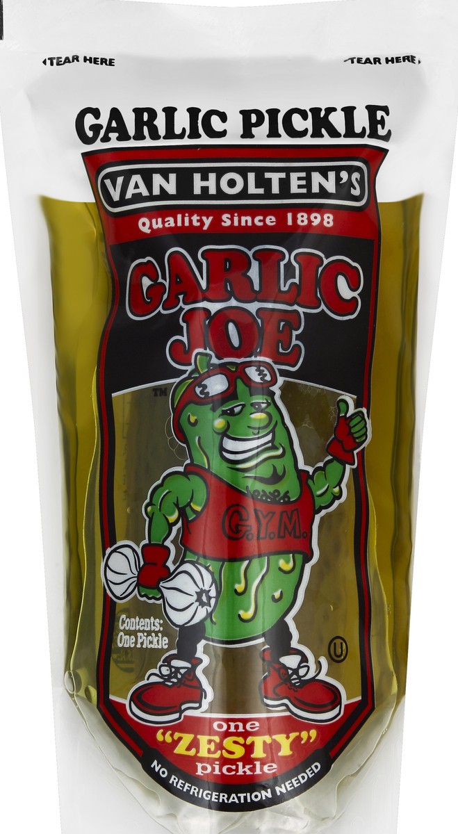 slide 2 of 2, Van Holten's Garlic Joe Garlic Flavored Pickle-in-a-Pouch 1 ea, 9 oz
