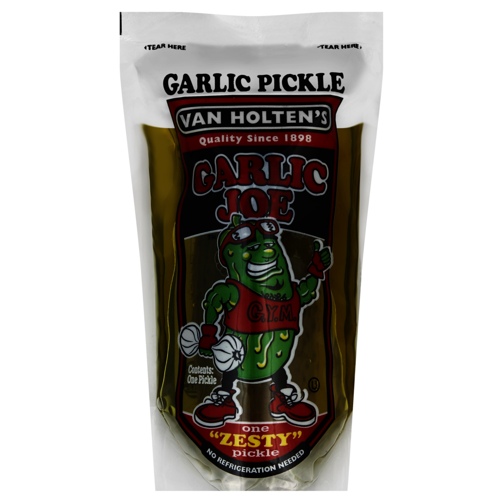slide 1 of 2, Van Holten's Garlic Joe Garlic Flavored Pickle-in-a-Pouch 1 ea, 9 oz