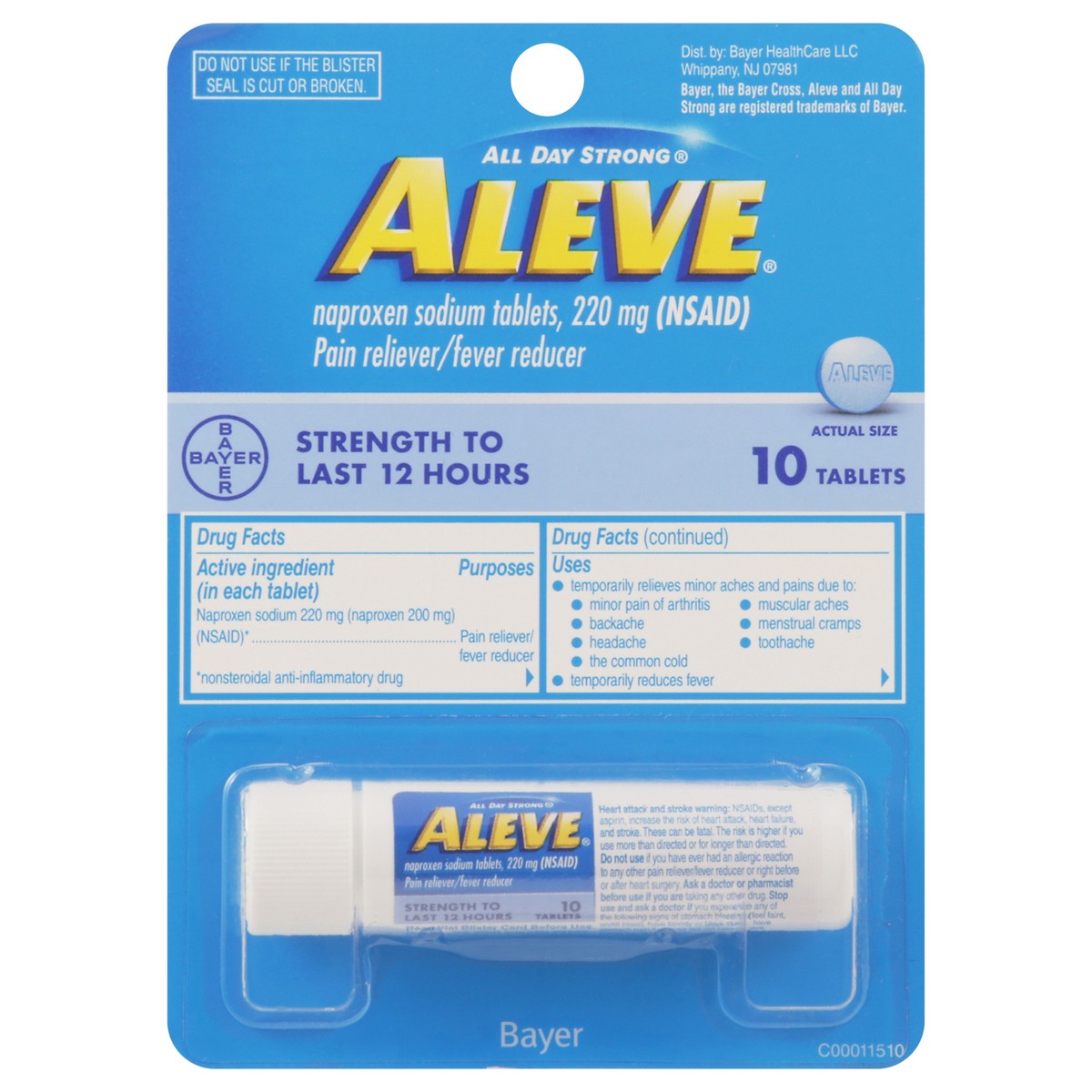 slide 2 of 4, Aleve Pain Reliever/Fever Reducer 10 Tablets, 