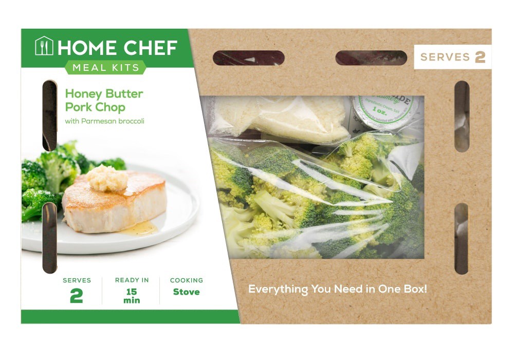 slide 2 of 3, Home Chef Meal Kit Honey Butter Pork Chop With Parmesan Broccoli, 27 oz