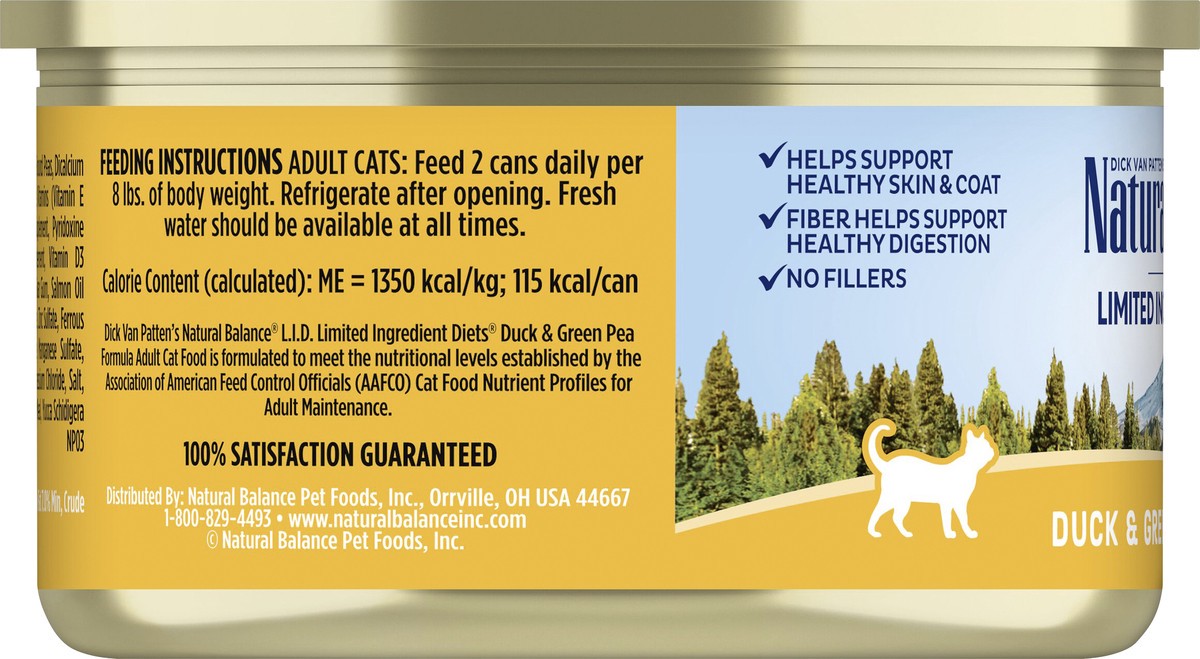 slide 7 of 7, Natural Balance L.I.D. Limited Ingredient Diets Duck & Green Pea Formula Wet Cat Food, 3-Ounce Can, 3 oz