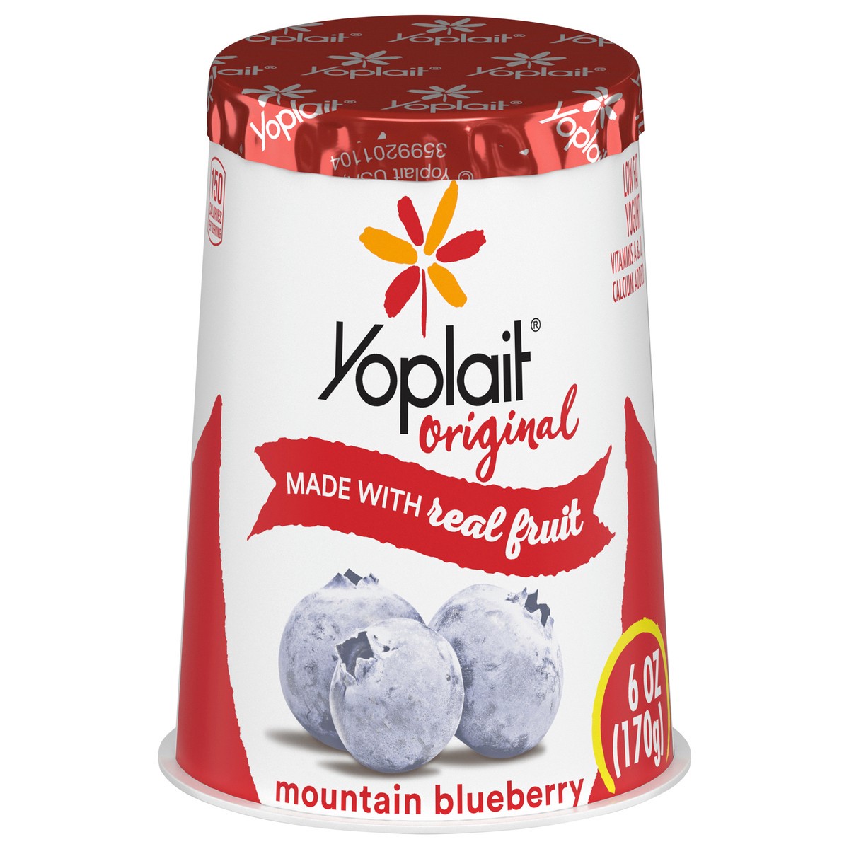 slide 1 of 1, Yoplait Original Yogurt, Mountain Blueberry, Low Fat Yogurt, 6 oz, 6 oz