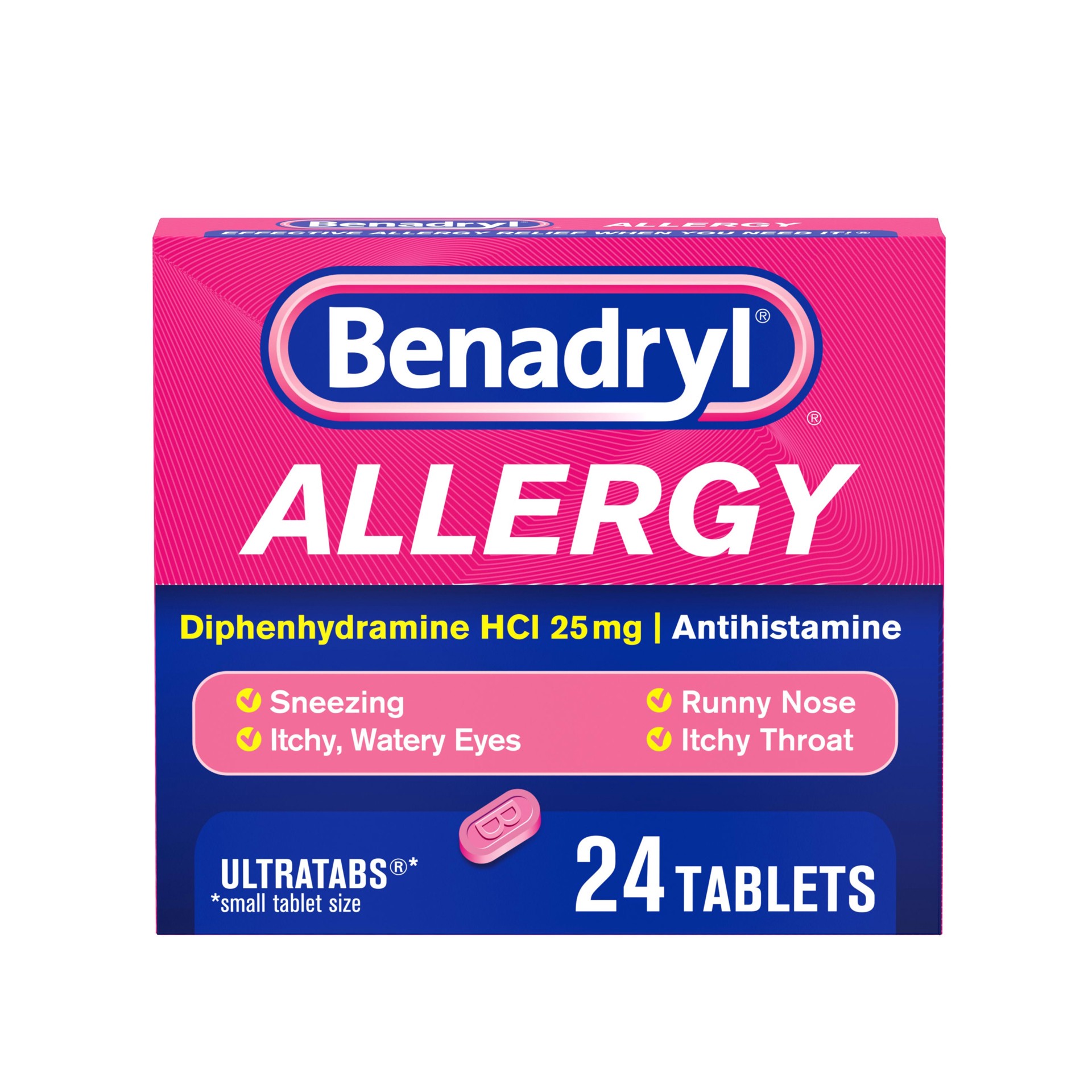 slide 1 of 6, Benadryl Allergy Ultratab Tablets, 24 ct