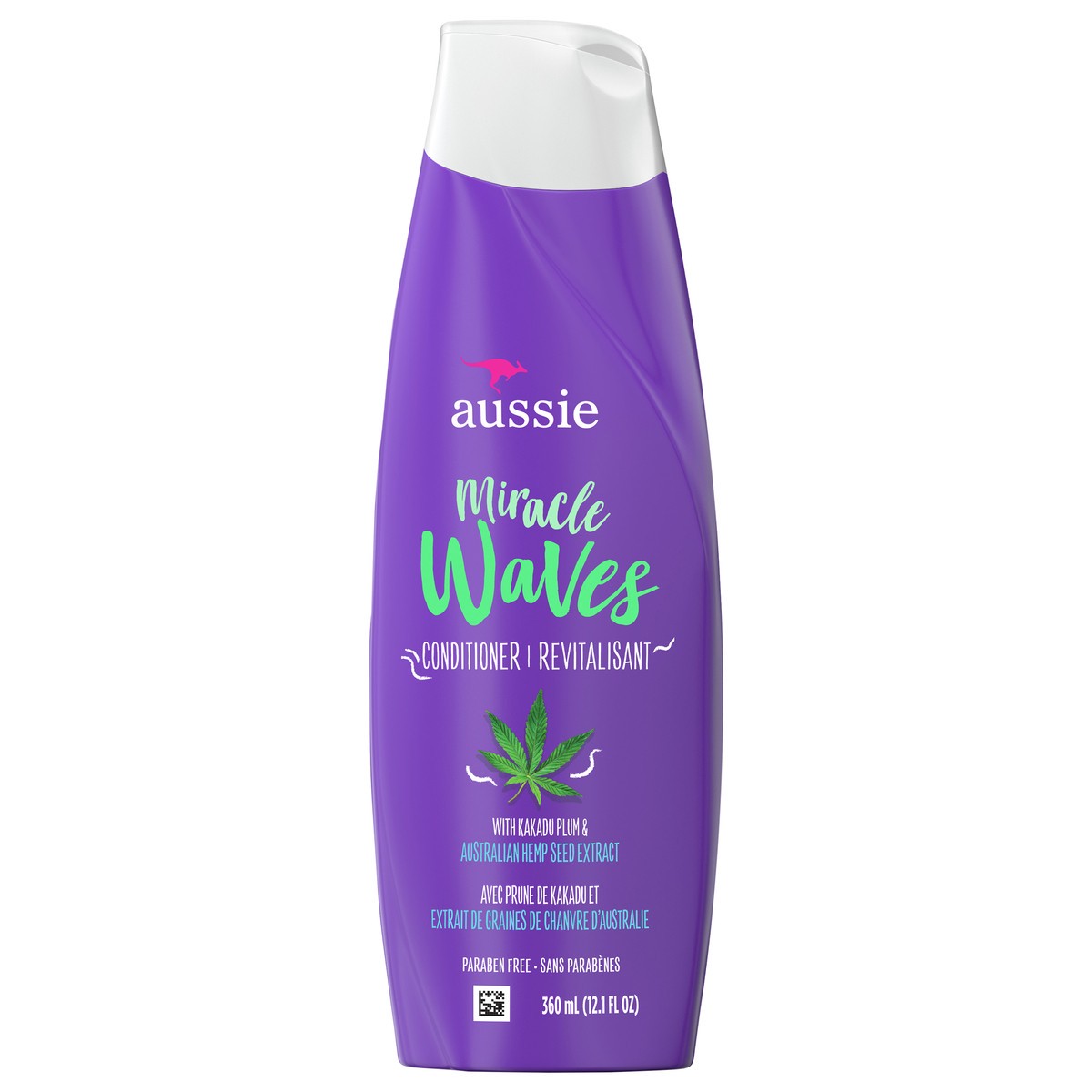 slide 1 of 3, Aussie Miracle Waves Anti-Frizz Hemp Paraben-Free Conditioner, 12.1 fl oz, 12.1 oz