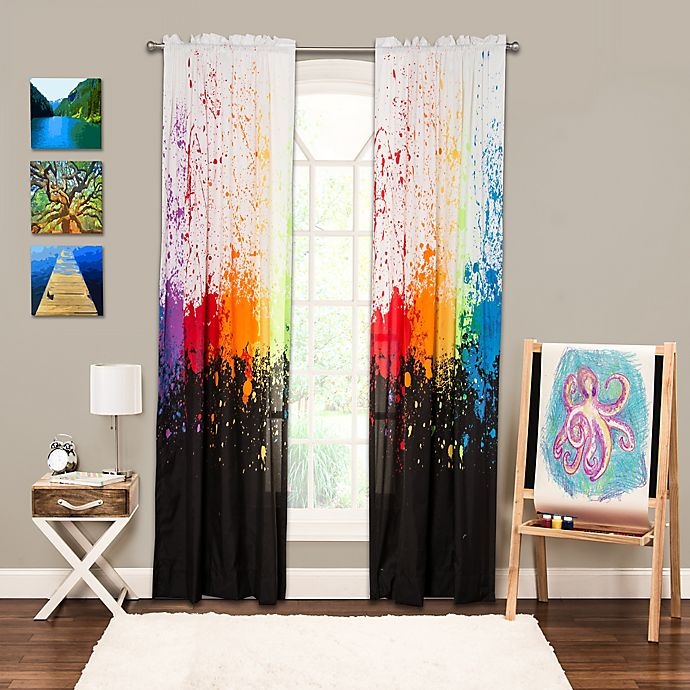 slide 1 of 1, Crayola Cosmic Burst Rod Pocket Window Curtain Panel - Black, 84 in