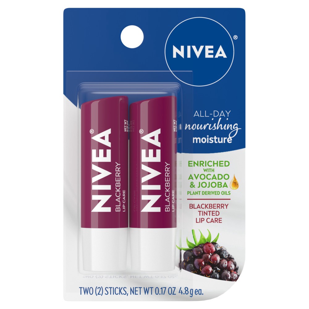 slide 1 of 6, Nivea Lip Care - Blackberry, 2 ct