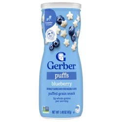 Gerber Stage 3 Baby Snacks, Blueberry Puffs, Puffed Grain Snack, Baby Led Feeding