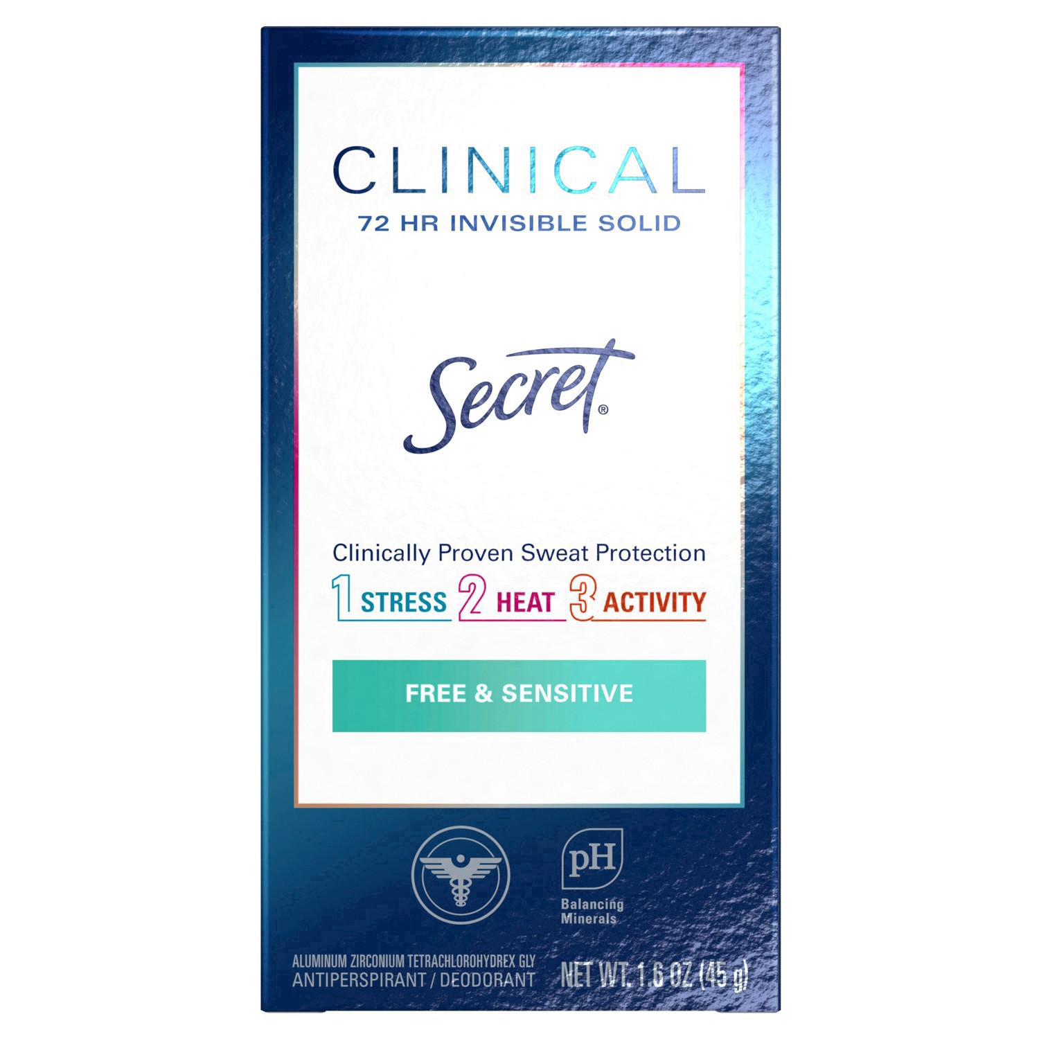 slide 34 of 47, Secret Clinical Strength Invisible Solid Antiperspirant and Deodorant for Women - Free & Sensitive - 1.6oz, 1.6 oz