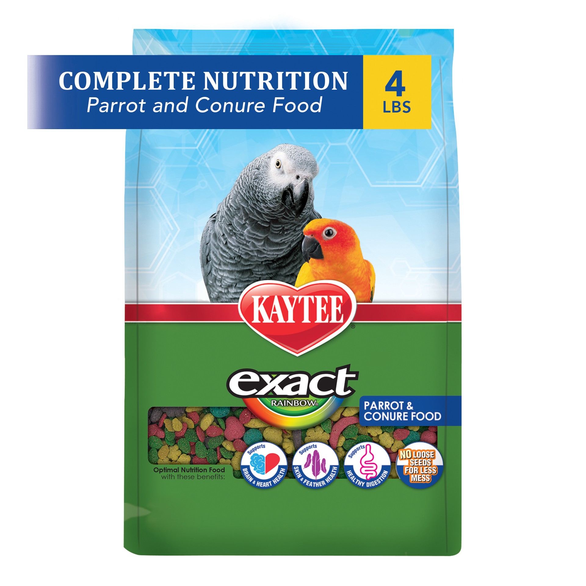 slide 2 of 10, Kaytee Pet Specialty Kaytee Exact Rainbow Parrot & Conure 4 lb, Premium Extruded Food, 4 lb