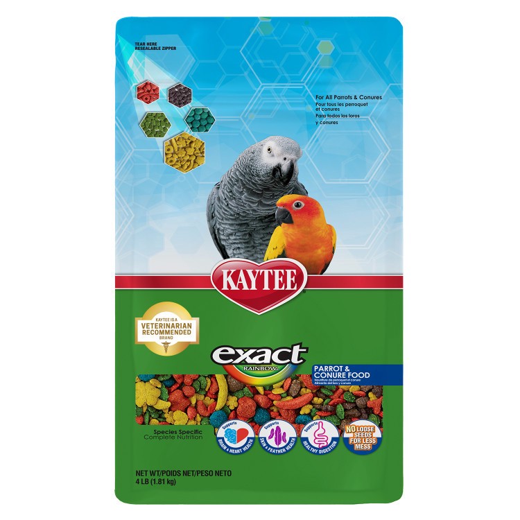 slide 1 of 10, Kaytee Pet Specialty Kaytee Exact Rainbow Parrot & Conure 4 lb, Premium Extruded Food, 4 lb