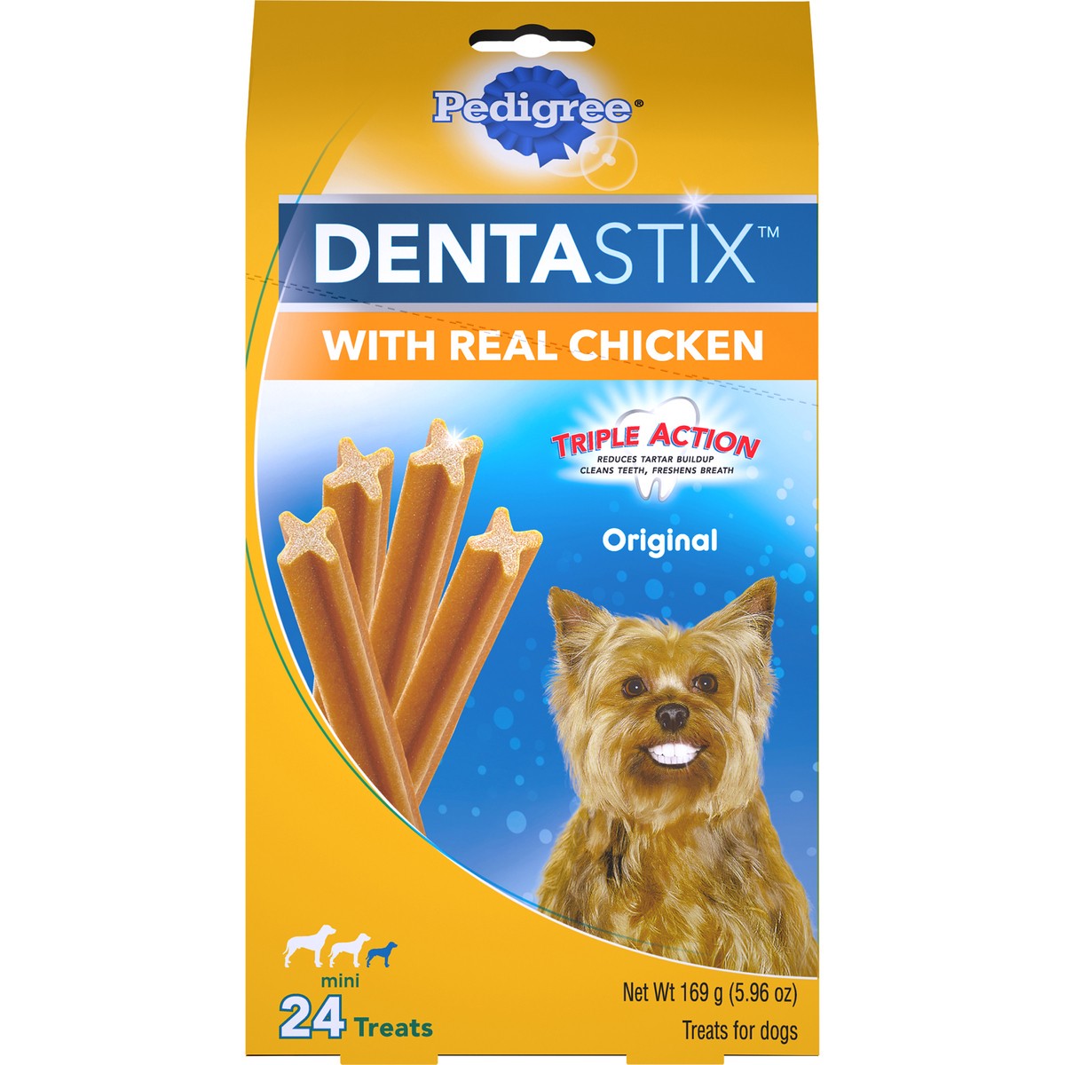 slide 1 of 14, Dentastix Original Mini Dog Treats with Real Chicken 24 ct Box, 5.96 oz